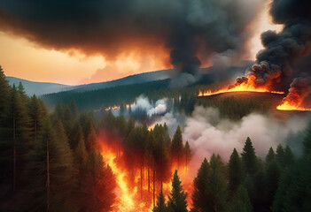 dangerous fire in the forest