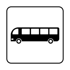 black bus square frame icon