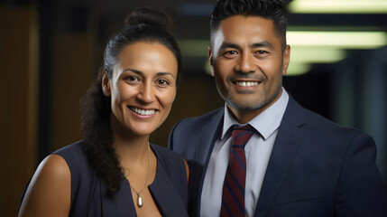 portrait of poc woman and man in office workplace partnership representing workplace diversity - obrazy, fototapety, plakaty