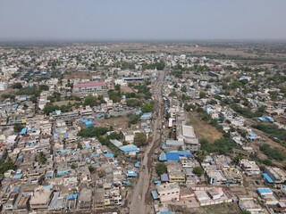 Obraz premium aerial view of the small city in india