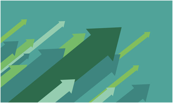 Rising financial economic costs green arrows vector pattern copy space