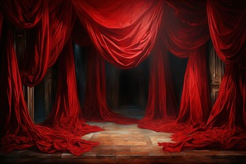 Large red curtain stage