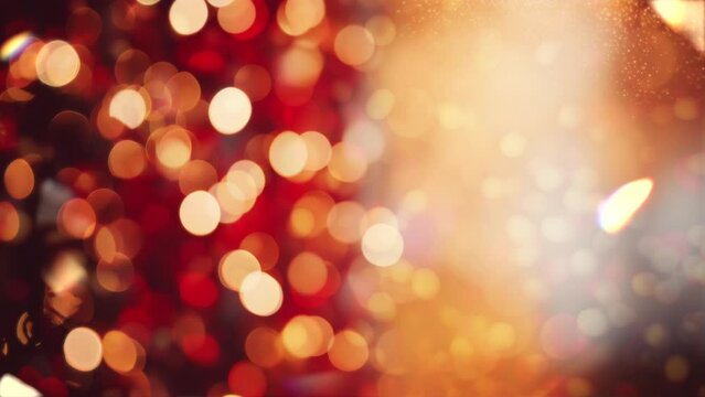 Red Gold Warm Bokeh Christmas Festive Fairy Lights Light Leaks Background Loop