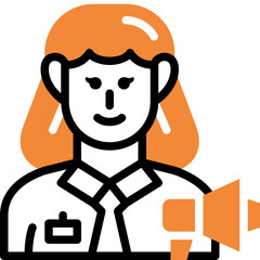 woman advertiser flat line icon