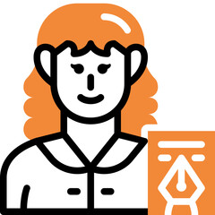 female author flat line icon