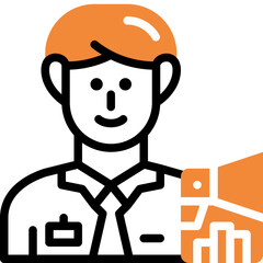 marketer flat line icon