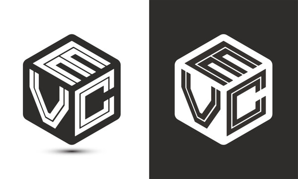 EVC letter logo design with illustrator cube logo, vector logo modern alphabet font overlap style.