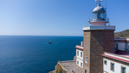 Fototapeta na wymiar side view of the Finisterre lighthouse in Galicia