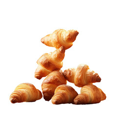 Levitating bakery pastries concept on dark transparent background