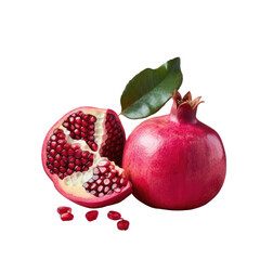 Opening of ripe pomegranate on transparent background