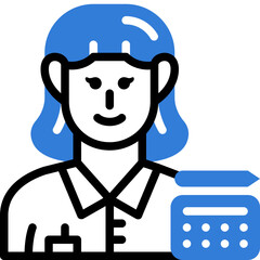 woman graphic designer flat line icon