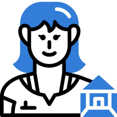female interior designer flat line icon