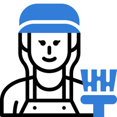 female janitor flat line icon