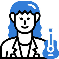 female musician flat line icon