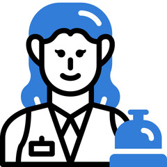 woman receptionist flat line icon
