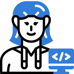 woman programmer flat line icon