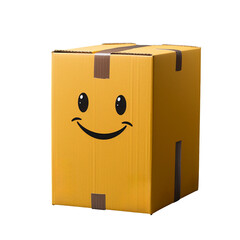 Obraz premium Isometric product photography of an empty cardboard box on transparent background