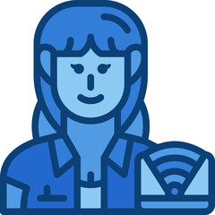 female freelancer two tone icon
