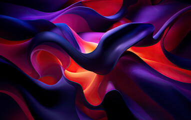 Obraz premium Abstract red, orange, pink and violet waves, abstract curvy waving ribbons background