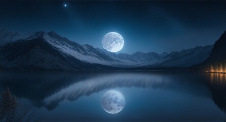 Fototapeta na wymiar the moon over the lake