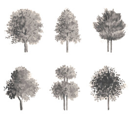 Naklejka premium vector set of plant and tree silhouette