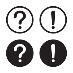 Exclamation point and question mark icon vector in black circle