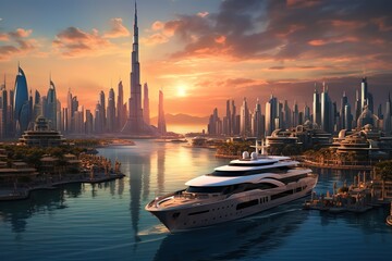 Dubai Marina cityscape, UAE - obrazy, fototapety, plakaty