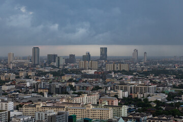 Sky grey cloud and heavy rain in Bangkok city, Thailand.