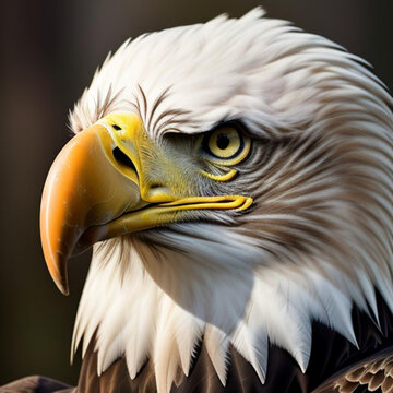 Portrait of a Bald Eagle which is the national emblem of the United States of America.  Generative AI