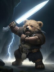 A Thunderous Warrior Wielding a Great Sword, Infused with Lightning Fury