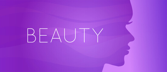 Beauty Purple Background Illustration with Woman's Face