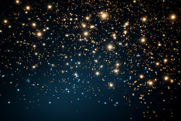 Generative ai collage image picture of gold stars shine on dark night black background