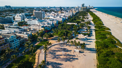 Aerial drone Miami South beach 