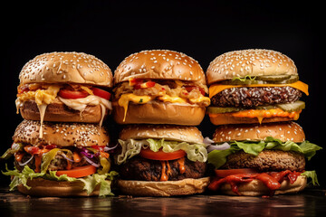 Restaurant burger hamburger cheeseburger choice menu variety deliver Generative AI picture