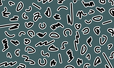 black line doodle pattern on blue background.
