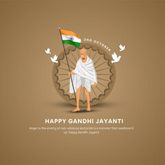 2nd October- gandhi jayanti vector illustration. - obrazy, fototapety, plakaty