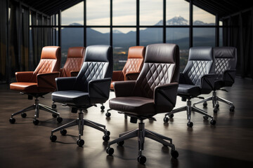 The set of office leather chair
