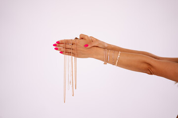 jewelry on the hand of a beautiful young girl