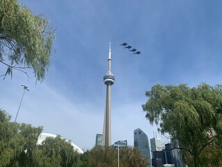 Military, Government and Civilian aircraft on the CN tower background