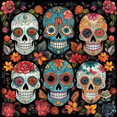 Muurstickers Schedel day of the dead