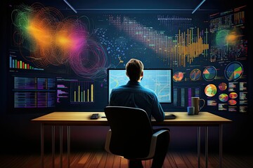 Data scientist working with virtual screen