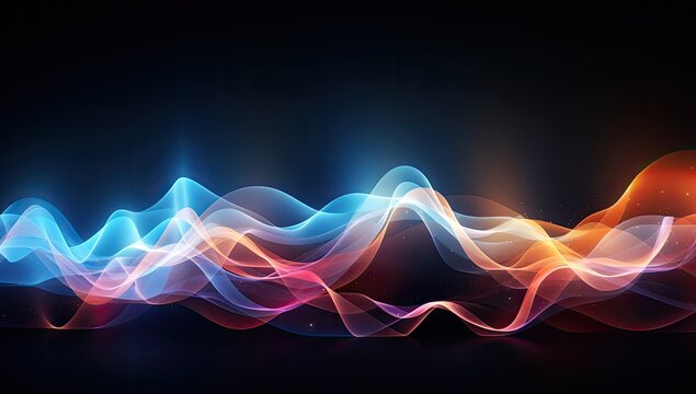 Kolorowe fale dźwiękowe na tafli g&oacute;rskiego jeziora.  widok pola elektromagnetycznego