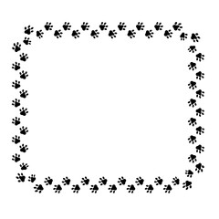 Paw prints trail border frame