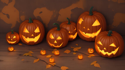 Pumpkin, HD Halloween, Orange, lights. Wallpaper