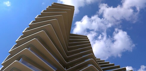 Architectural proposition of modern apartment building exterior for the client from Bulgaria. 3d rendering.