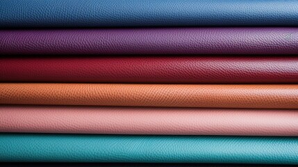 stacked leather pieces in varying shades of colours