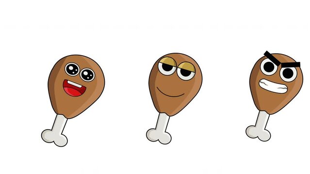 Animation of cute fried chicken characters that move