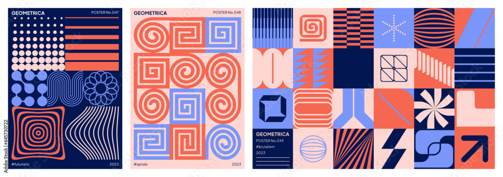 Canvas Prints abstract modern designs with geometric patterns, shapes and symbols. set of brutalist backgrounds fo