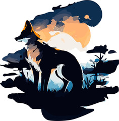 wolf howling at night