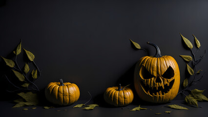 Pumpkin art with black background, HD